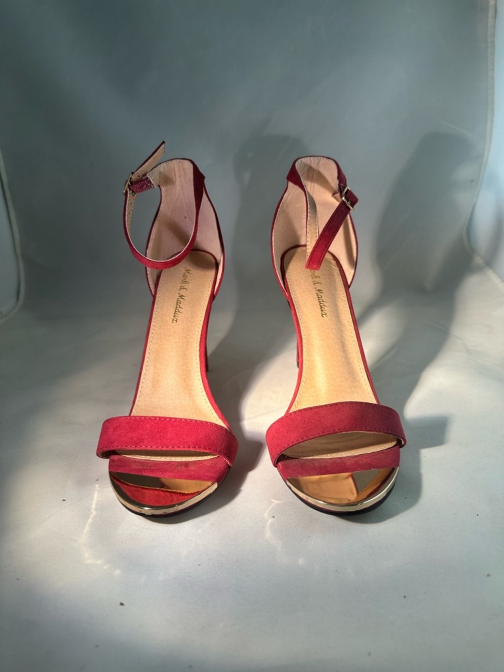 Ankle-Strap High Heel Sandals in Red Suede